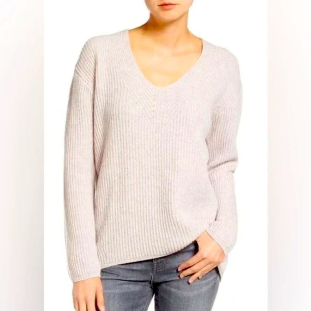 Madewell Woodside Pullover 100% Merino Wool Sweater in Pale Pink Size Medium